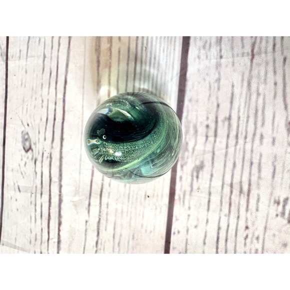 VTG Kerry Art Glass Egg Shaped Flower Paperweight Ireland Green Black Swirl - Picture 6 of 9